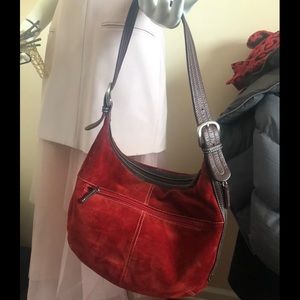 Tignanello suede saddle bag - red